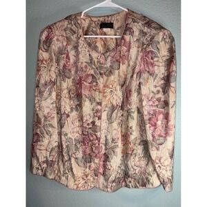 Lori Max New York Vintage Floral Tapestry Blazer Rose Button Brocade Jacket 22W